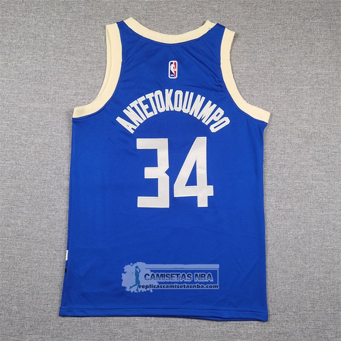 Camiseta Nino Milwaukee Bucks Giannis Antetokounmpo NO 34 Ciudad 2024-25 Azul